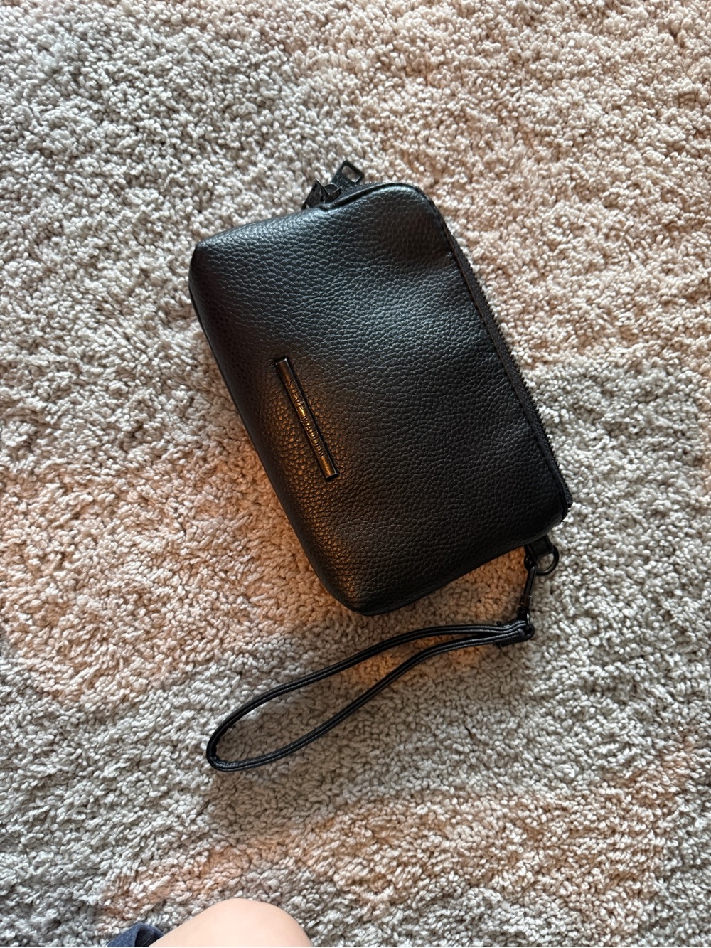 Steve Madden Black Pebbled Leather Wristlet Clutch